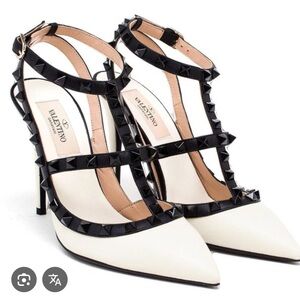 Valentino Cream/ Black Rockstud Heels
